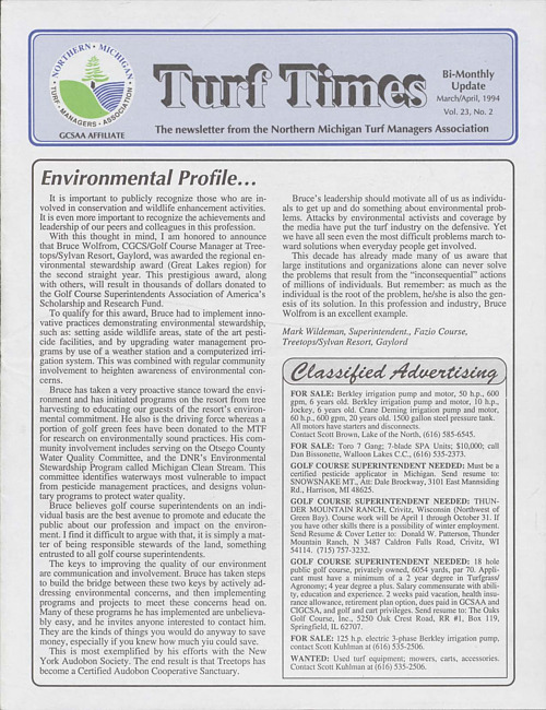 Turf Times. Vol. 23 no. 2 (1994 March/April)