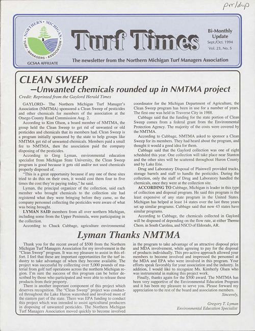 Turf times. Vol. 23 no. 5 (1994 September/October)