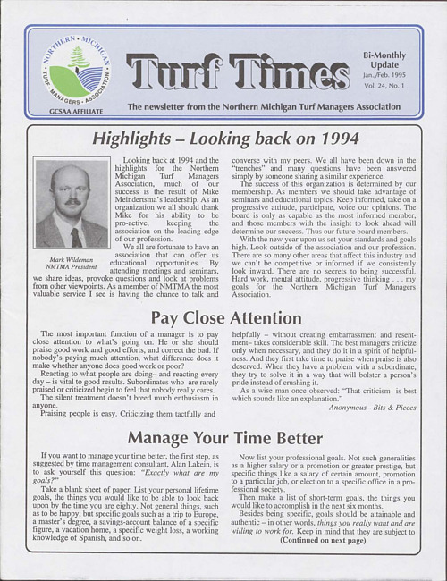 Turf Times. Vol. 24 no. 1 (1995 January/February)