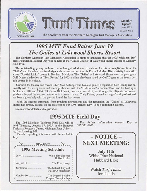 Turf times. Vol. 24 no. 6 (1995 June)