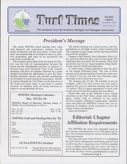 Turf Times. Vol. 24 no. 11 (1995 November)