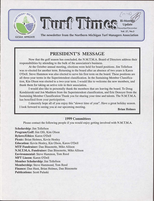 Turf times. Vol. 27 no. 5 (1998 November/December)