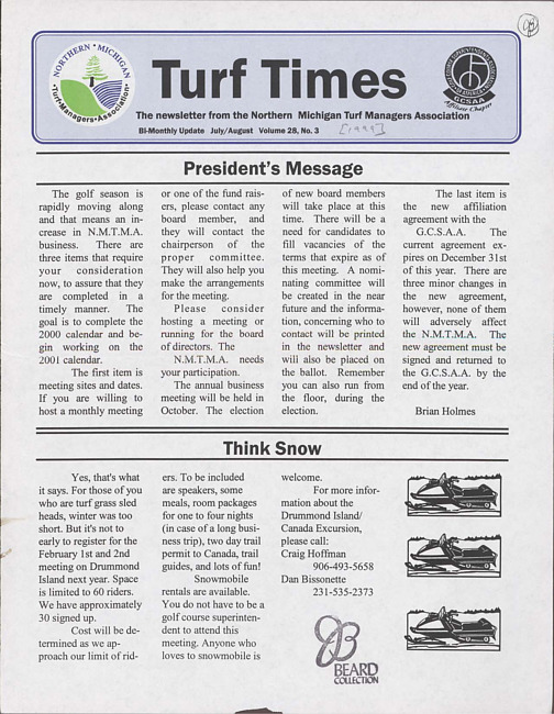 Turf times. Vol. 28 no. 3 (1999 July/August)