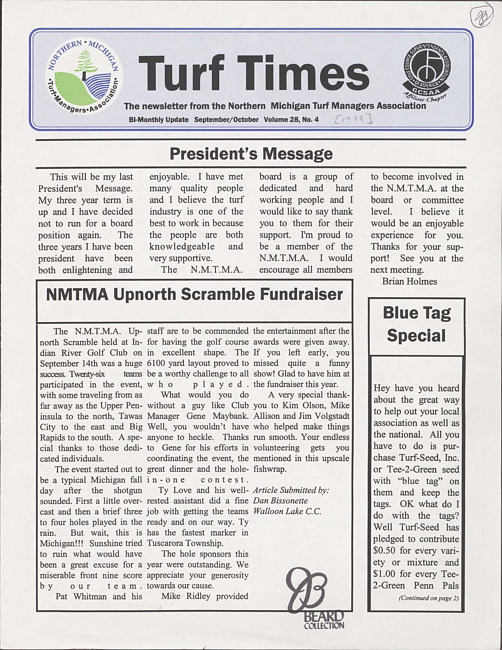 Turf times. Vol. 28 no. 4 (1999 September/October)