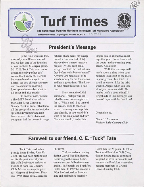 Turf times. Vol. 29 no. 3 (2000 July/August)