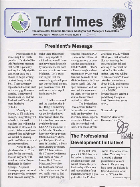 Turf times. Vol. 29 no. 1 (2000 March/April)