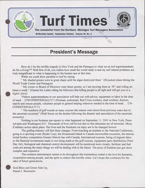 Turf times. Vol. 30 no. 4 (2001 September/October)