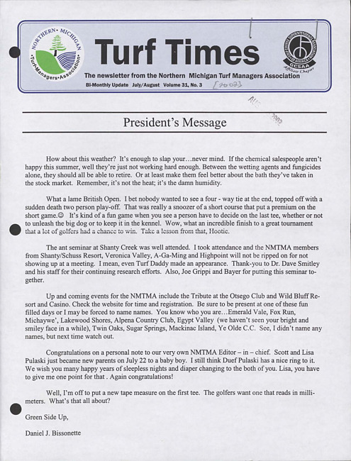 Turf times. Vol. 31 no. 3 (2002 July/August)