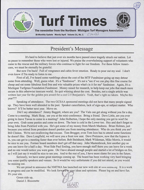 Turf times. Vol. 31 no. 1 (2002 March/April)