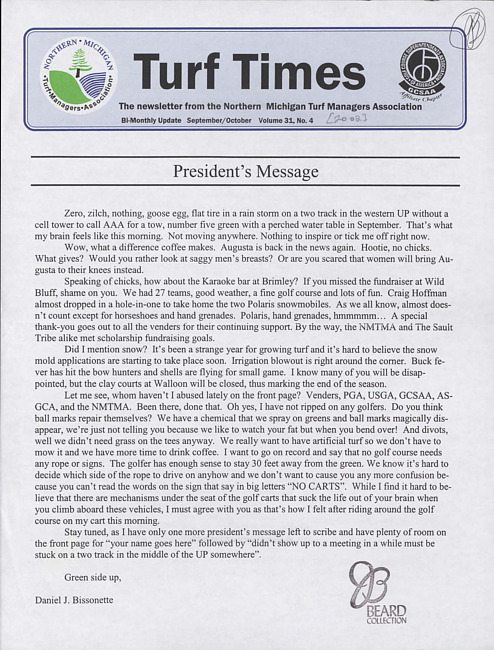 Turf times. Vol. 31 no. 4 (2002 September/October)