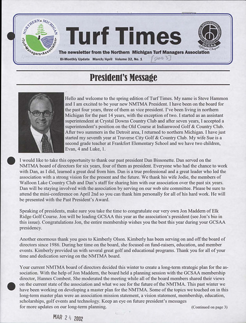Turf times. Vol. 32 no. 1 (2003 March/April)