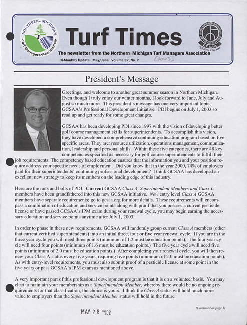 Turf times. Vol. 32 no. 2 (2003 May/June)