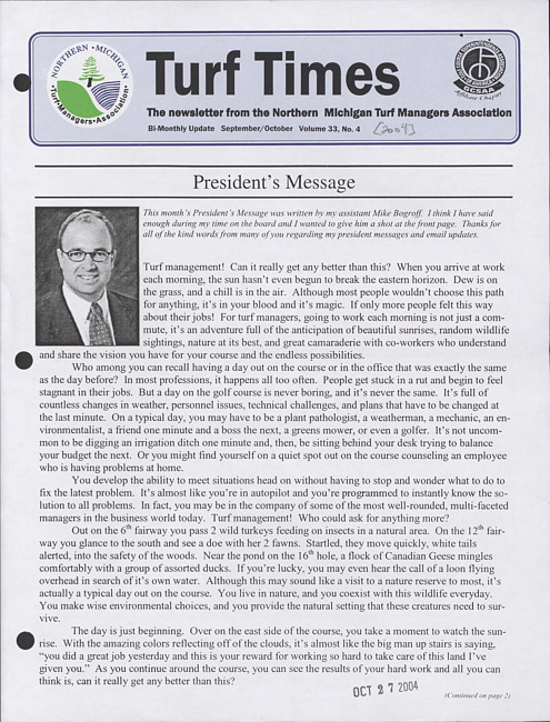 Turf times. Vol. 33 no. 4 (2004 September/October)