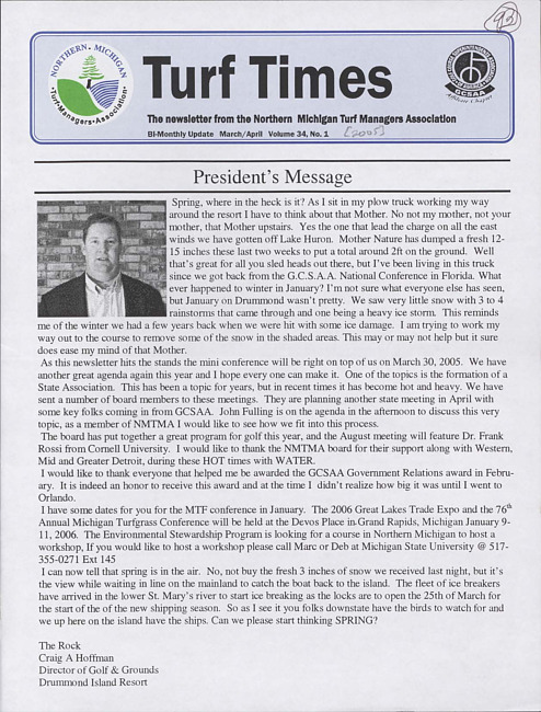 Turf times. Vol. 34 no. 1 (2005 March/April)