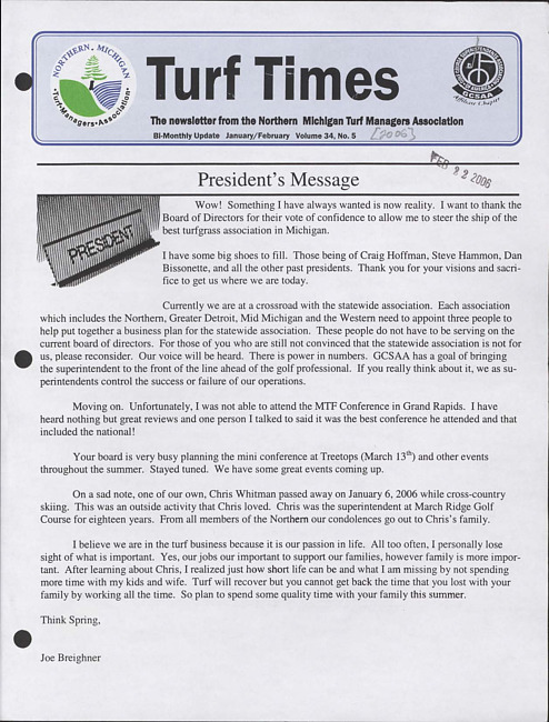 Turf times. Vol. 34 no. 5 (2006 January/February)