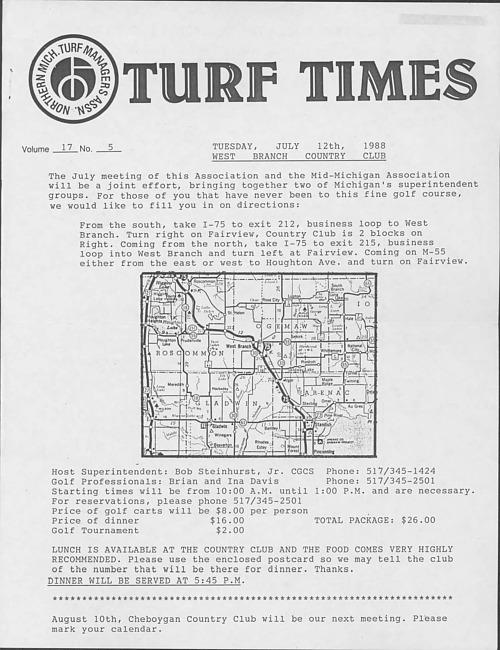 Turf times. Vol. 17 no. 5 (1988 July)