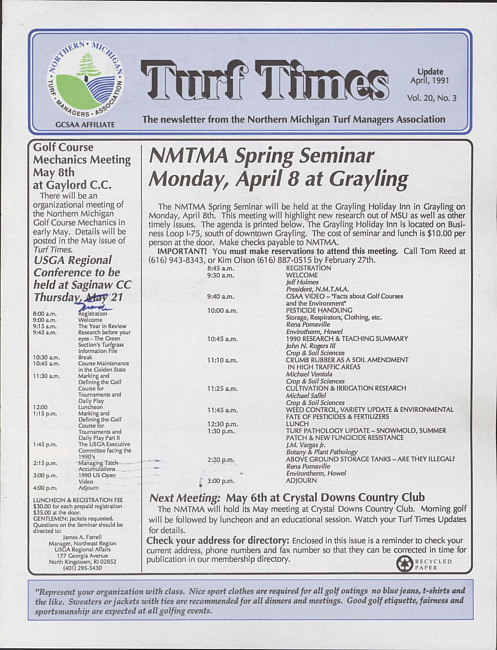 Turf times. Vol. 20 no. 3 (1991 April)