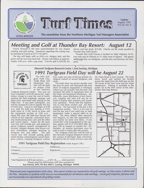 Turf times. Vol. 20 no. 9 (1991 August)