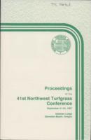 Proceedings of the 41st Northwest Turfgrass Conference