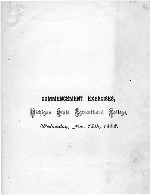  Commencement program. (1862) 