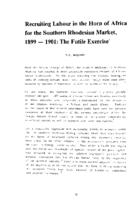 Recruiting labour in the Horn of Africa for the Southern Rhodesian market, 1899-1901 : the futile exercise