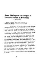 Some findings on the origins of political parties in Botswana