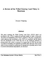 A review of the Tribal Grazing Land Policy in Botswana