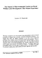The impact of environmental factors on rural welfare and development : the Malawi experience