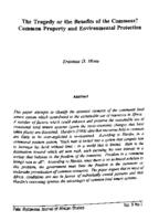 The tragedy or the benefits of the commons? Common property and environmental protection