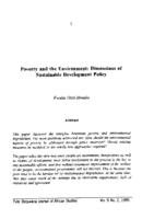 Poverty and the environment : dimensions of sustainable development policy