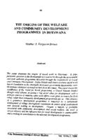 The origins of the welfare and community development programmes in Botswana