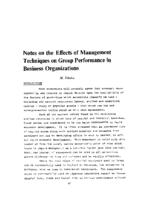 Notes on the effects of management techniques on group performance in business organizations