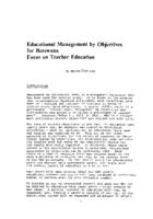 Education management by objectives for Botswana : focus on teacher education