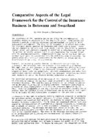 Comparative aspects of the legal framework for the control of the insurance business in Botswana and Swaziland