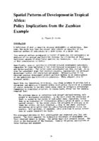 Spatial patterns of development in tropical Africa : policy implications from the Zambian example