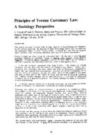 Principles of Tswana customary law : a sociology perspective