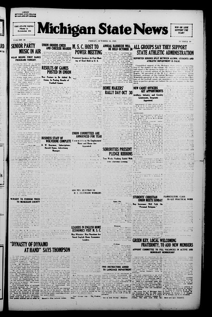 Michigan State news. (1925 October 16)