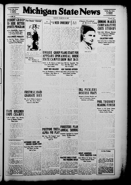 Michigan State news. (1927 March 18)