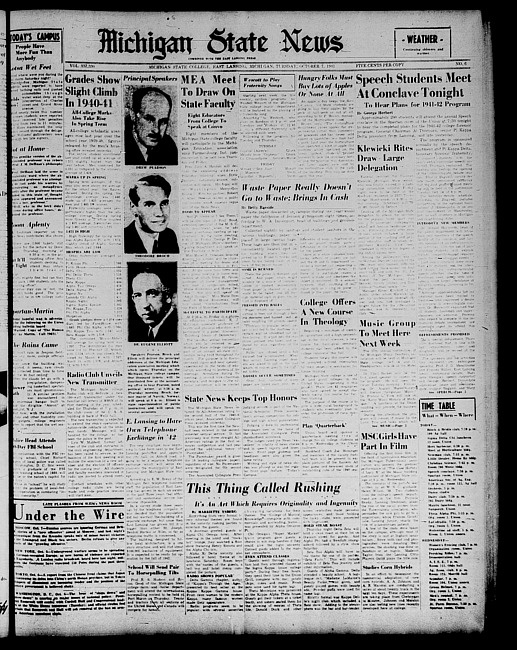 Michigan State news. (1941 October 7)