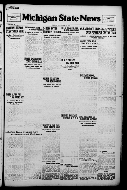 Michigan State news. (1925 October 20)