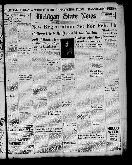 Michigan State news. (1942 January 6)