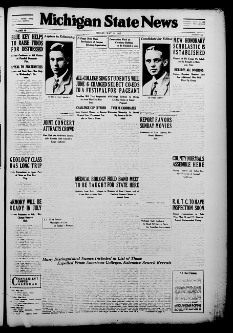 Michigan State news. (1927 May 20)