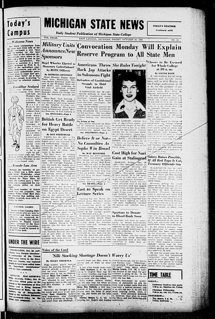 Michigan State news. (1942 October 30)