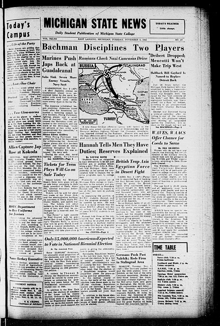 Michigan State news. (1942 November 3)