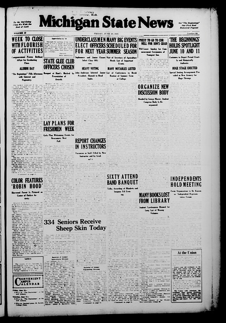 Michigan State news. (1927 June 10)