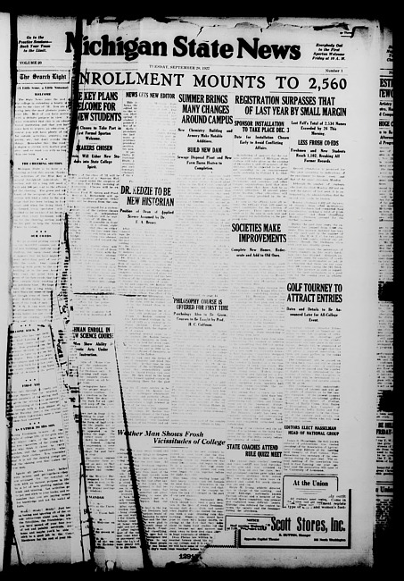 Michigan State news. (1927 September 20)