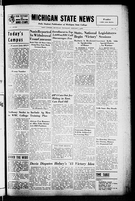 Michigan State news. (1943 January 7)
