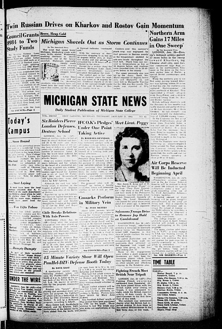 Michigan State news. (1943 January 21)