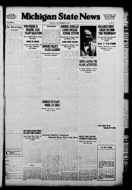 Michigan State news. (1927 September 27)