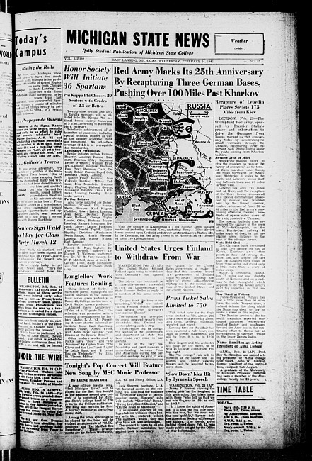 Michigan State news. (1943 February 24)